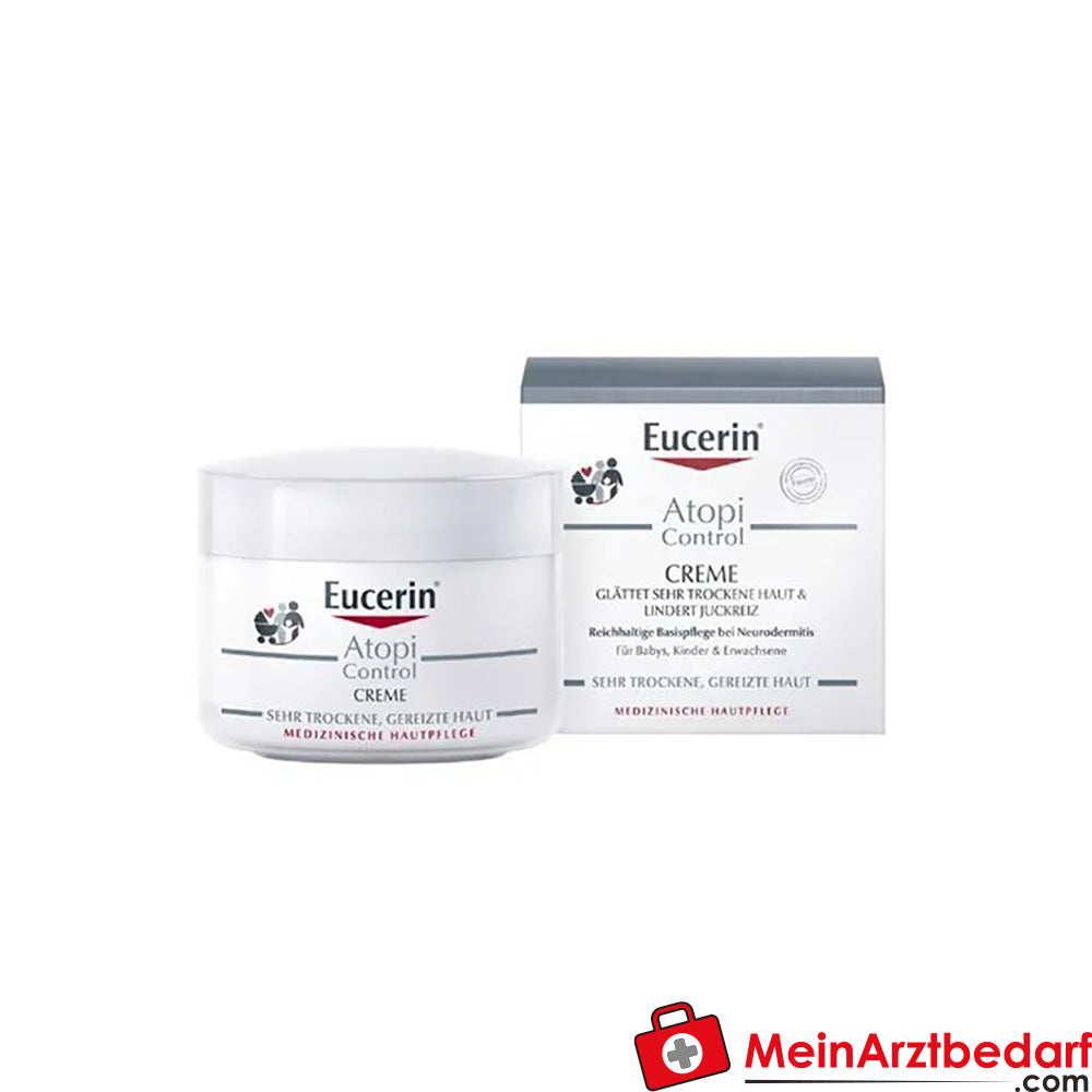 Eucerin® AtopiControl Creme – Reichhaltige Hautpflege für trockene, gereizte Haut & bei Neurodermitis, 75ml.