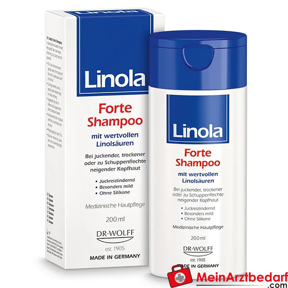 Linola Forte Shampoo - Haarpflege für juckende, trockene oder zu Schuppenflechte neigende Kopfhaut, 200ml.