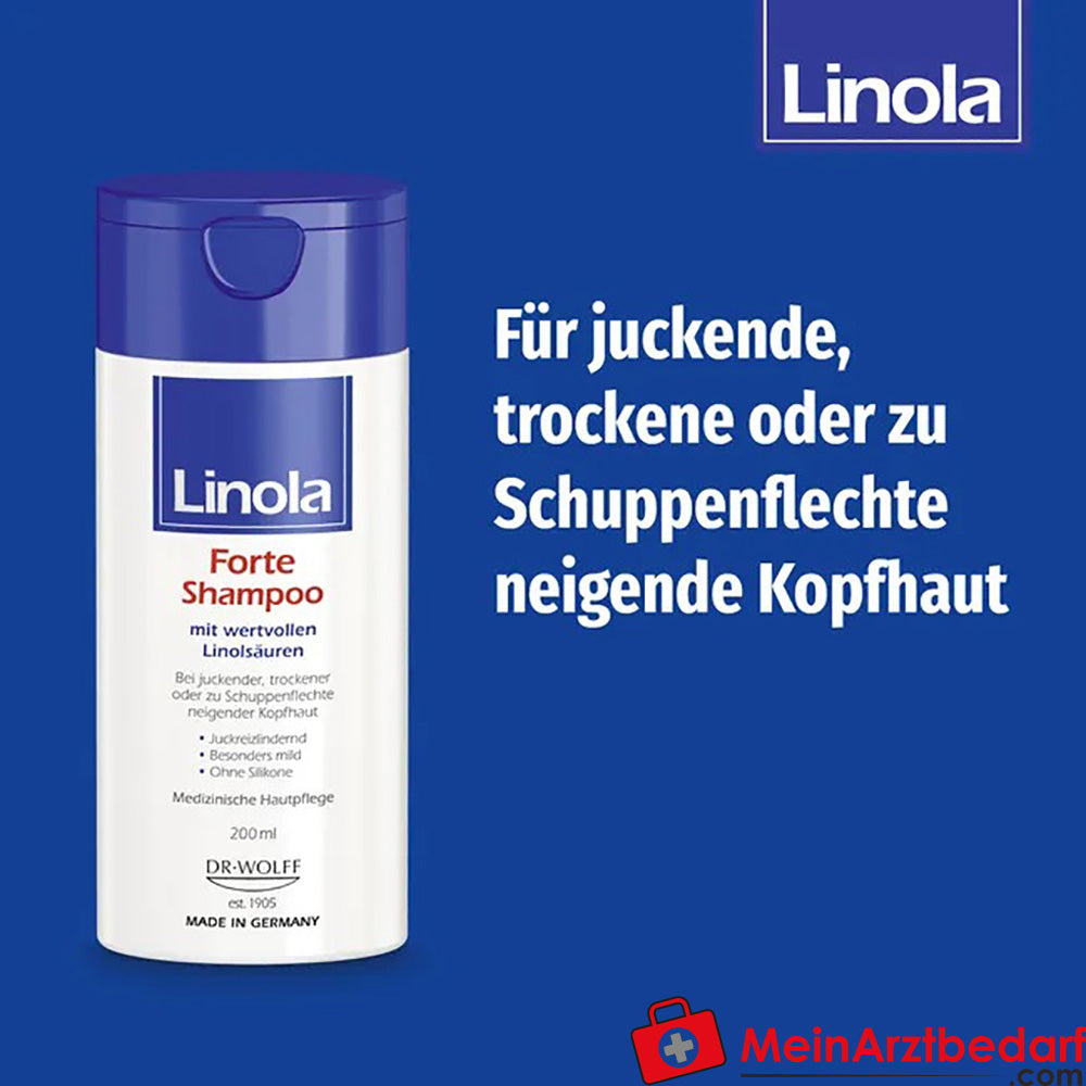 Linola Forte Shampoo - Haarpflege für juckende, trockene oder zu Schuppenflechte neigende Kopfhaut, 200ml.