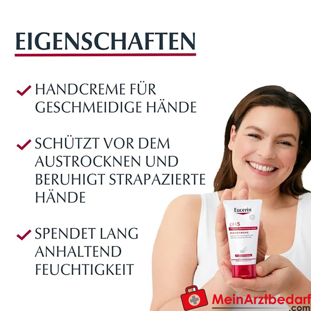 Eucerin® pH5 Handcreme – pflegt empfindliche, trockene und strapazierte Haut, 75ml.