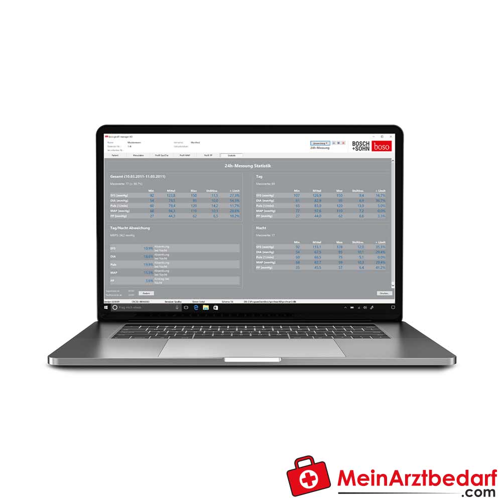 Boso Software für TM-2450 24-Stunden-Blutdruckmessgerät.