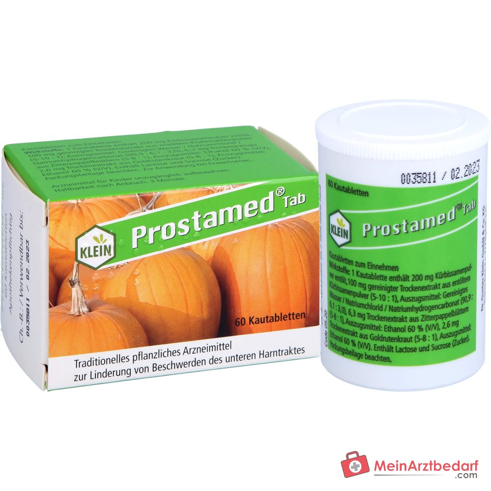 Dr. Gustav Klein Prostamed Tab Kürbissamenpulver / Kürbissamen-Trockenextrakt / Zitterpappelblätter-Trockenextrakt / Goldrutenkraut-Trockenextrakt Kautabletten, 360 St.