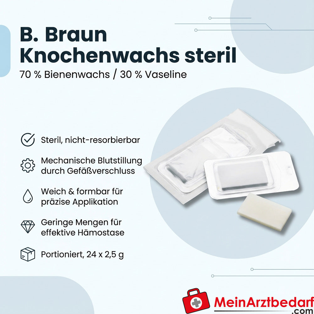 B. Braun Cire d'os stérile 70% cire d'abeille/30% vaseline 24 x 2,5 g