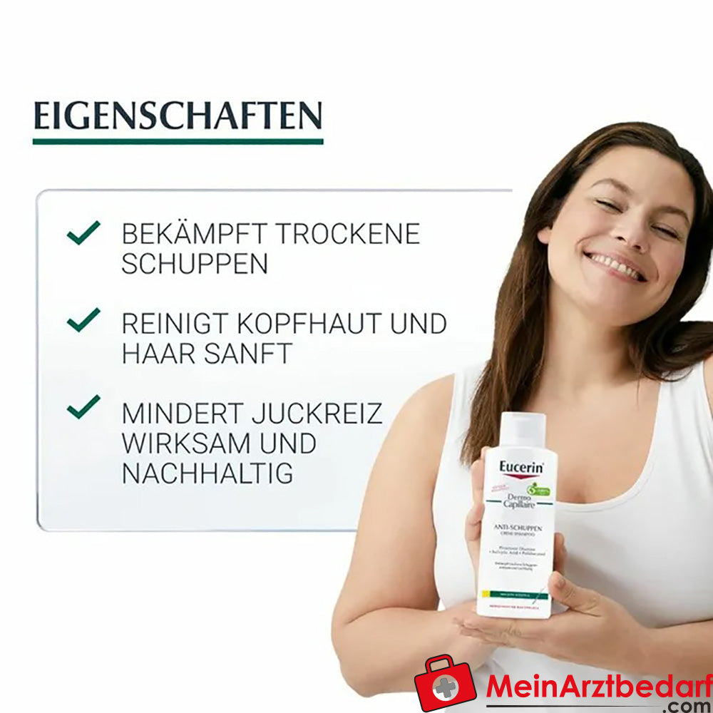 Eucerin® DermoCapillaire Anti-Schuppen Creme Shampoo – bei trockenen Schuppen & juckender Kopfhaut, 250ml.