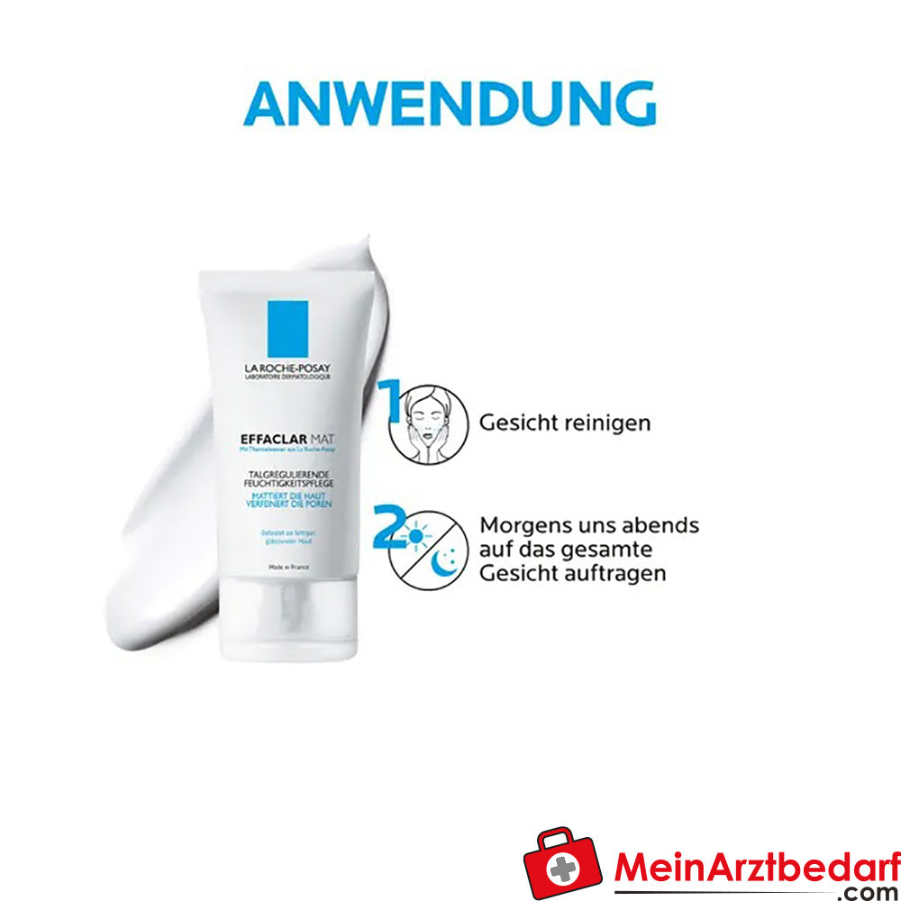 La Roche Posay EFFACLAR MAT Gesichtspflege für unreine Haut, die zu übermäßigem Glanz neigt, 40ml.