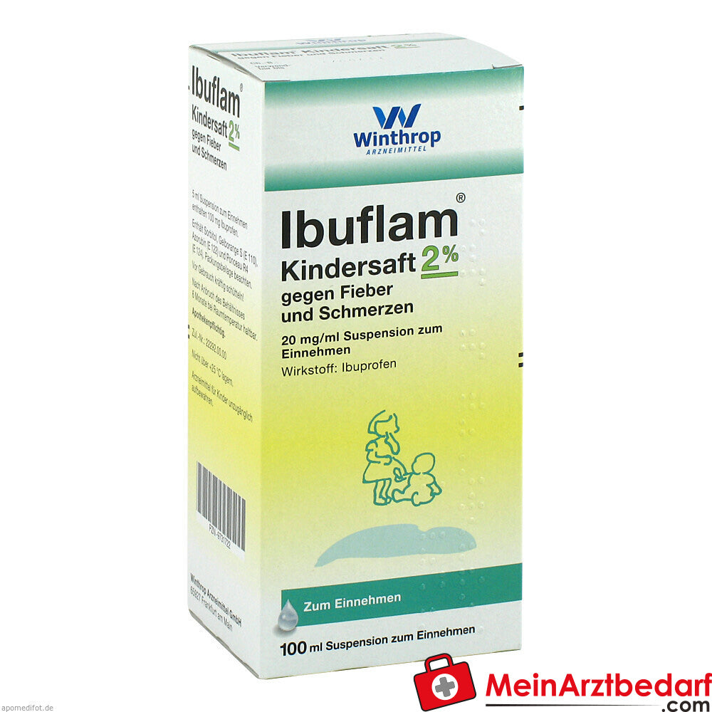 Ibuflam Kindersaft 20mg/ml gegen Fieber und Schmerzen.
