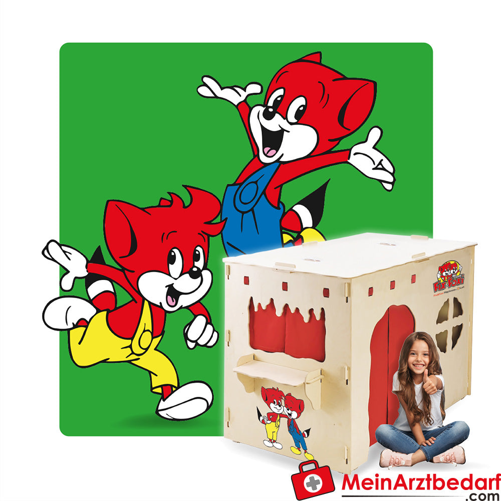 Fix & Foxi Playhouse Kinderspielhaus Vollholz modular TÜV-geprüft 119×90×80 cm.
