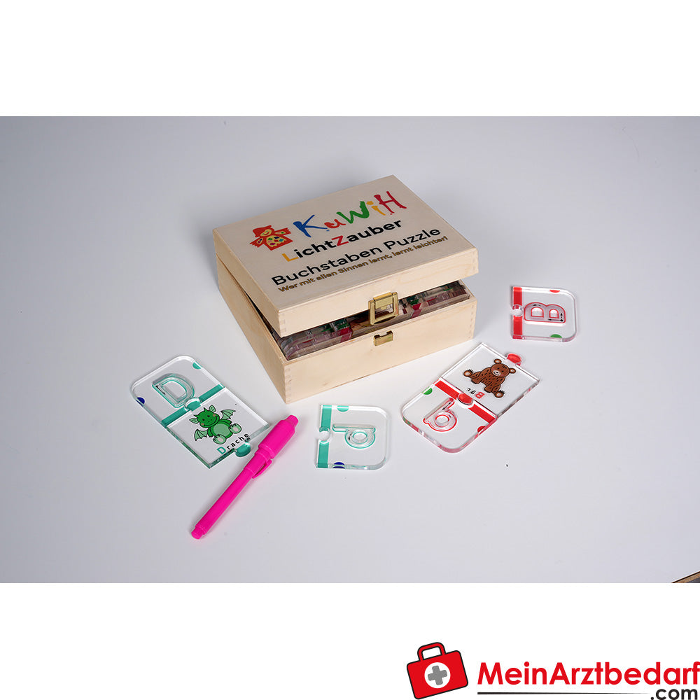 KuWiH LichtZauber Buchstaben-Puzzle Lernspielzeug ab 3 Jahren für Schreiben lernen mit Licht-Tablet.