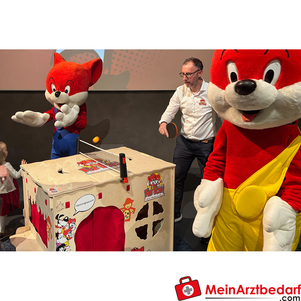 KuWiH Tischtennis-Modul für Fix & Foxi Playhouse, Vollholz, kindersicher, werkzeugfreie Montage.