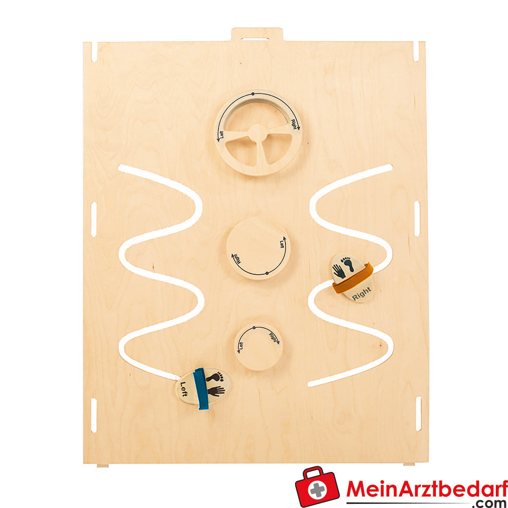 Motorikspielwand mit Lenkrad & Bewegungselementen aus Holz - Modul für Fix&Foxi Playhouse by KuWiH.