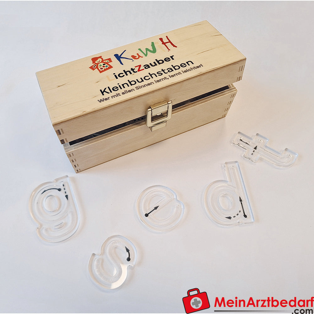 KuWiH LichtZauber Schablonen Kleinbuchstaben Plexiglas-Set für Licht-Tablet Lernhilfe Schuleingangsphase.