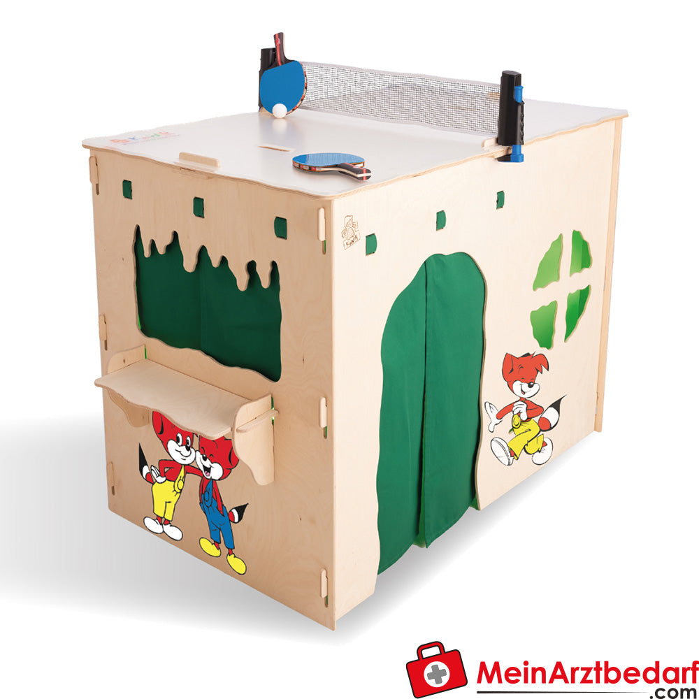 Fix & Foxi Playhouse Kinderspielhaus Vollholz modular TÜV-geprüft 119×90×80 cm.