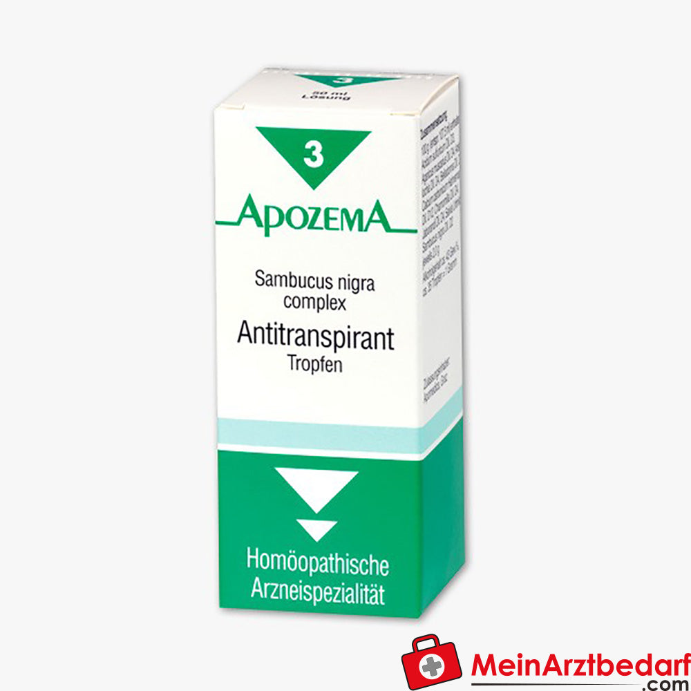 Apozema Antitranspirant-Tropfen Nr. 3 50 ml homöopathisches Mittel gegen Nachtschweiß und Wallungen.