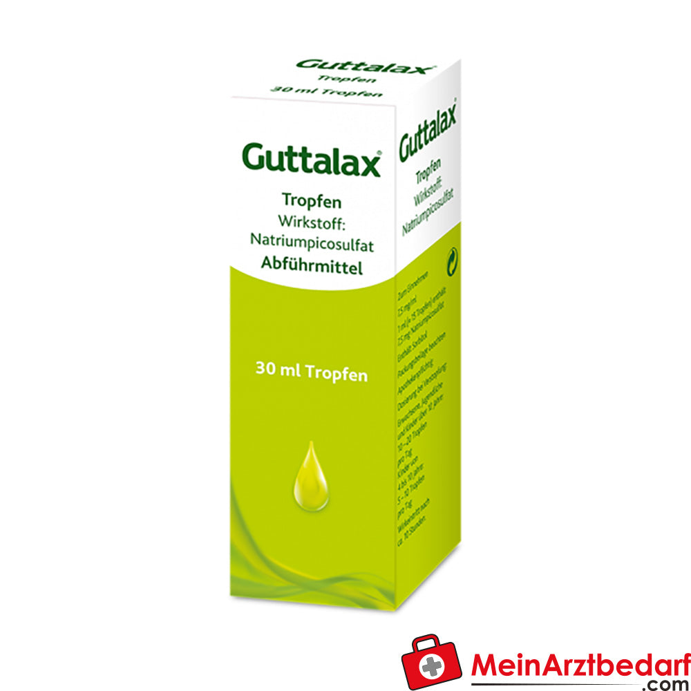 Guttalax druppels 30 ml - laxeermiddel met natriumpicosulfaat, werkt ongeveer 10 uur.