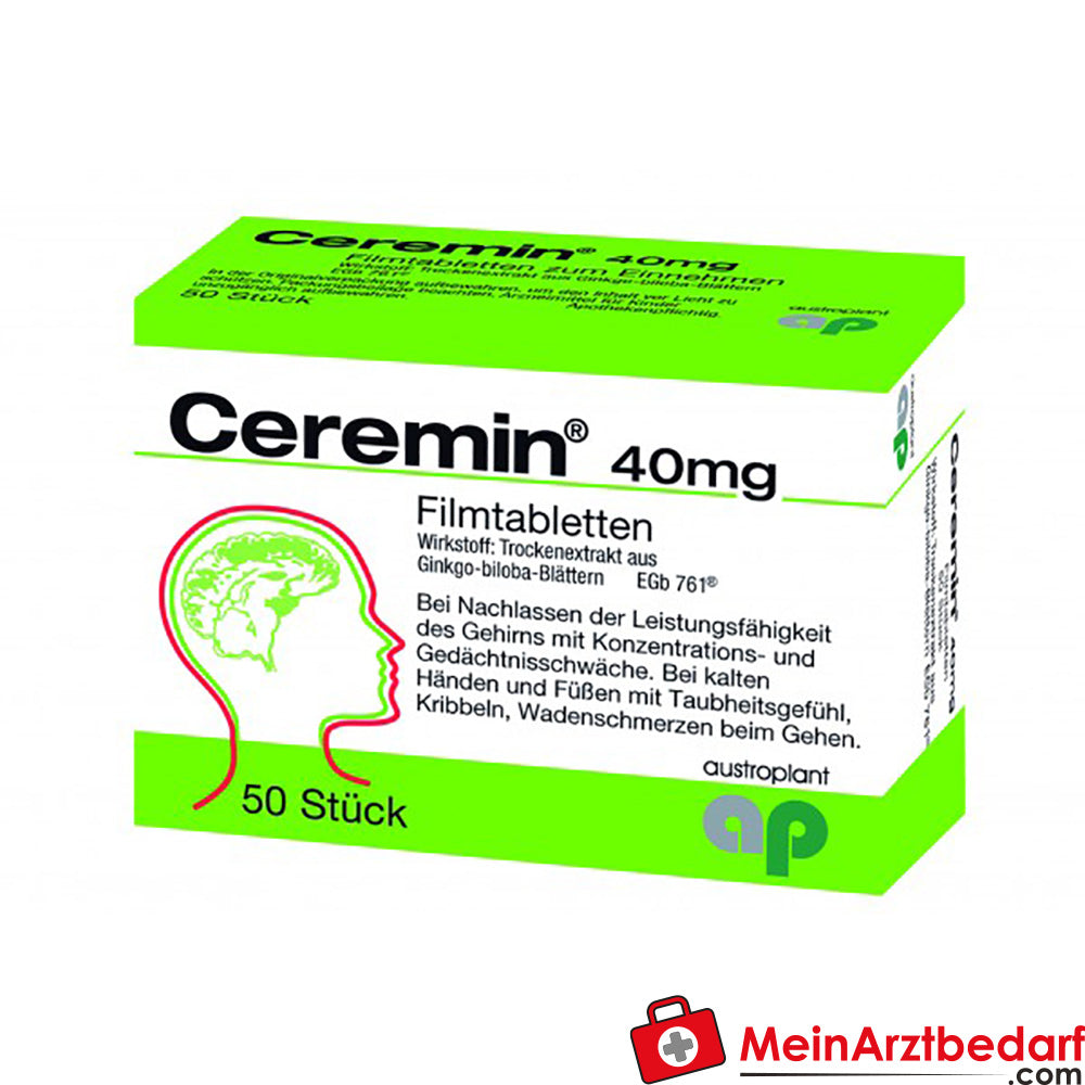 Austroplant Ceremin Filmtabletten 40 mg 50 St Ginkgo für Gehirn und Durchblutung