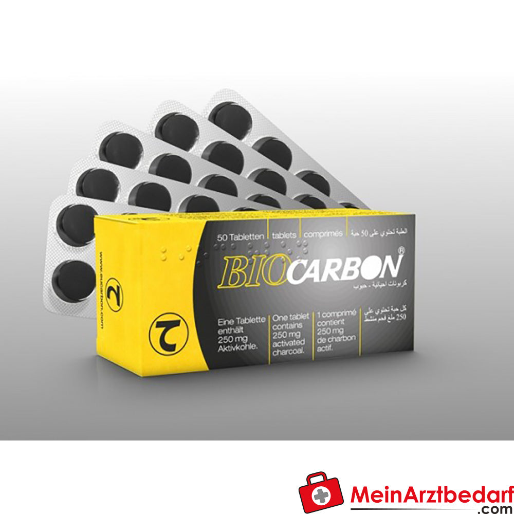 ERW01 Biocarbón carbón activado comprimidos 250 mg, 50 unid. contra la diarrea (a partir de 2 años)