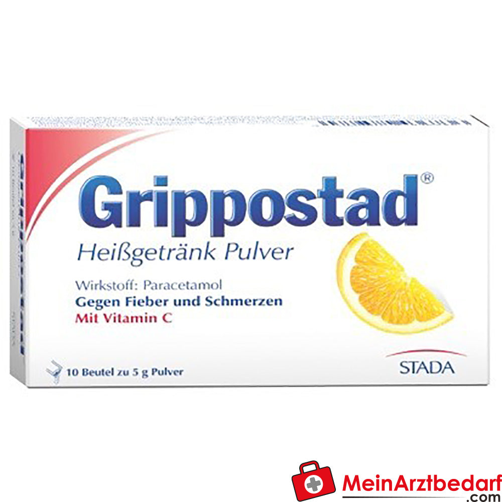 Stada Grippostad warmedrankpoeder 10 sachets - paracetamol, citroenachtig, koortswerend, vanaf 12 jaar