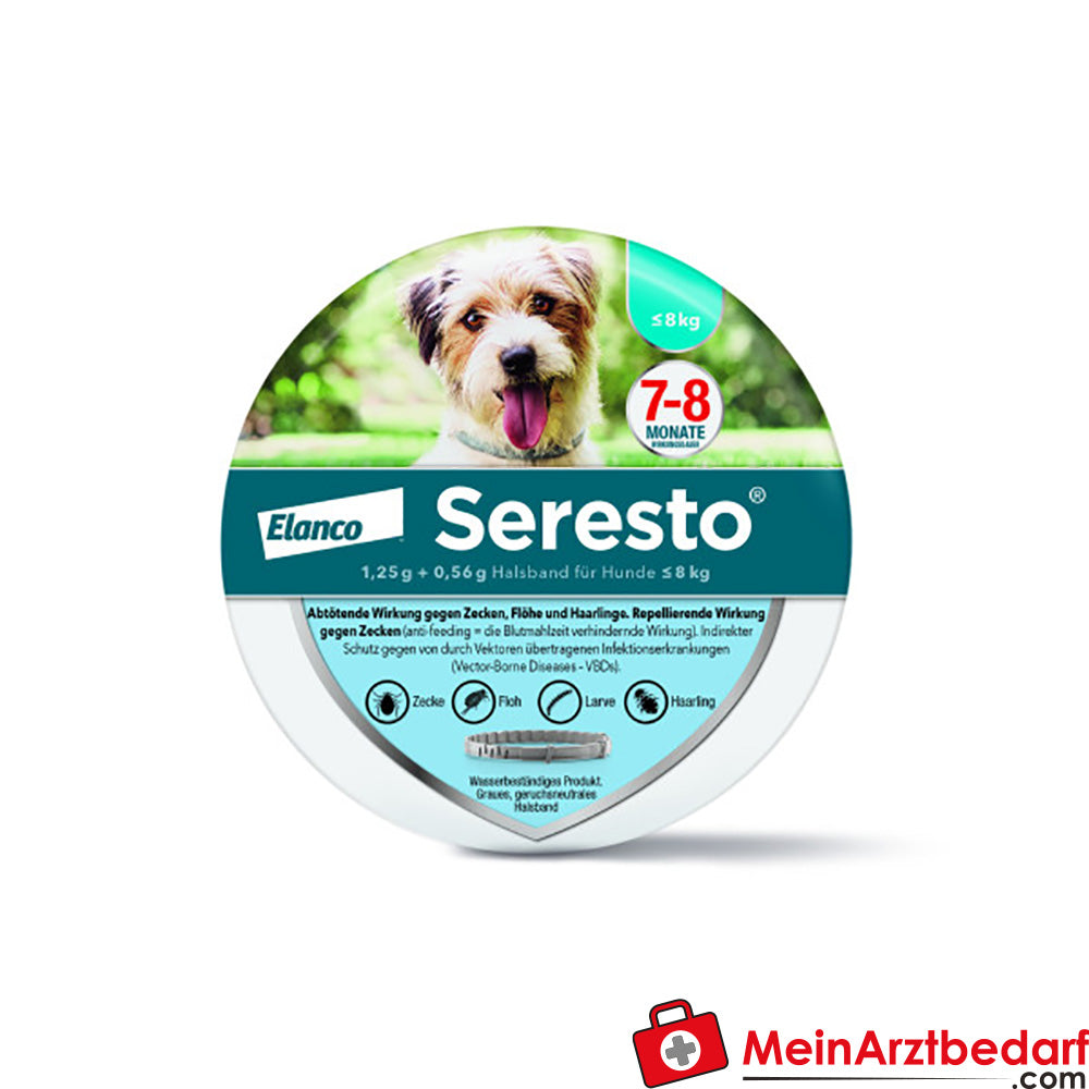 Collar Seresto para perros de hasta 8 kg 38 cm Ectoparasiticida contra pulgas y garrapatas
