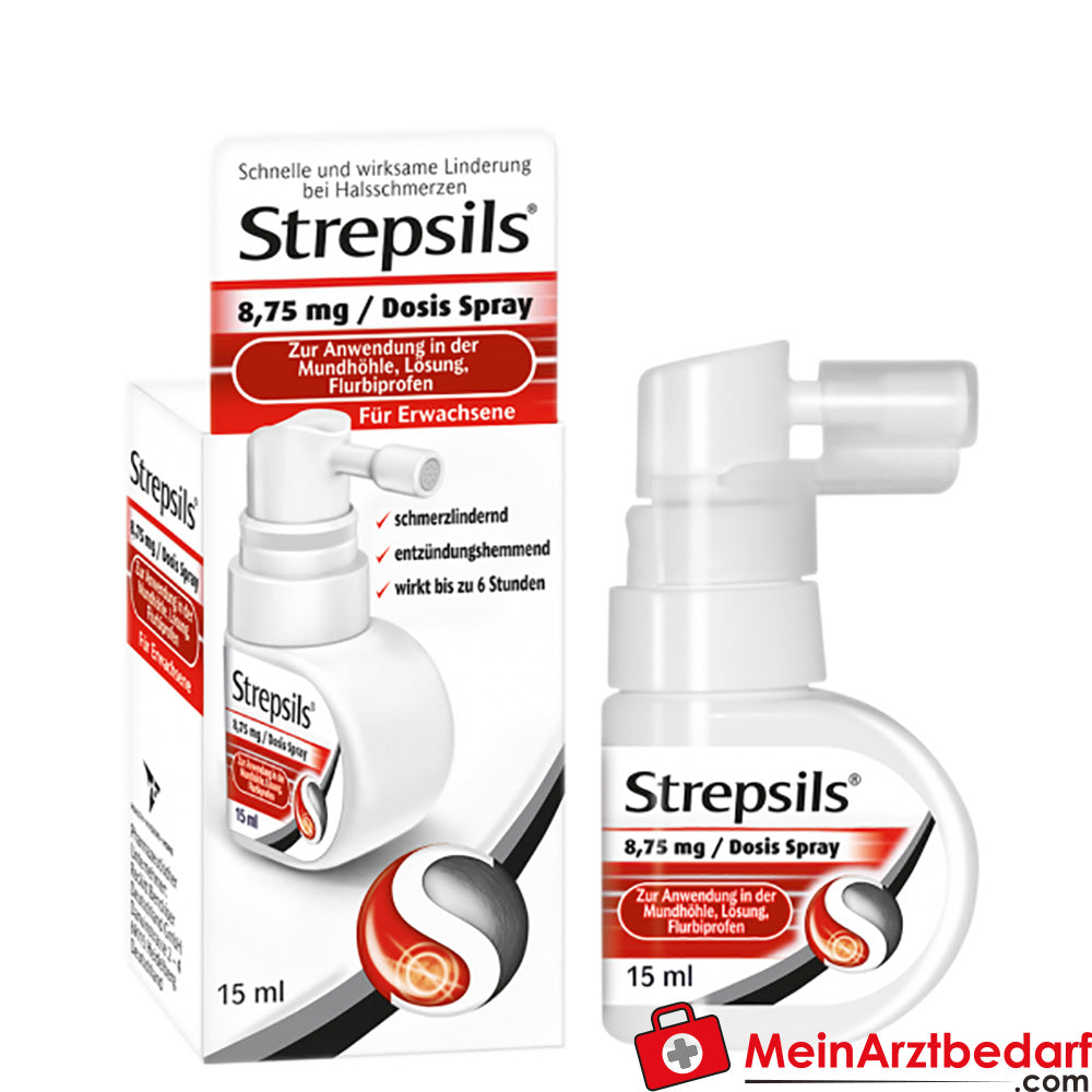 Strepsils Spray 15 ml (Flurbiprofen) keelpijn verlichtend & ontstekingsremmend, 6 uur, kersen-munt