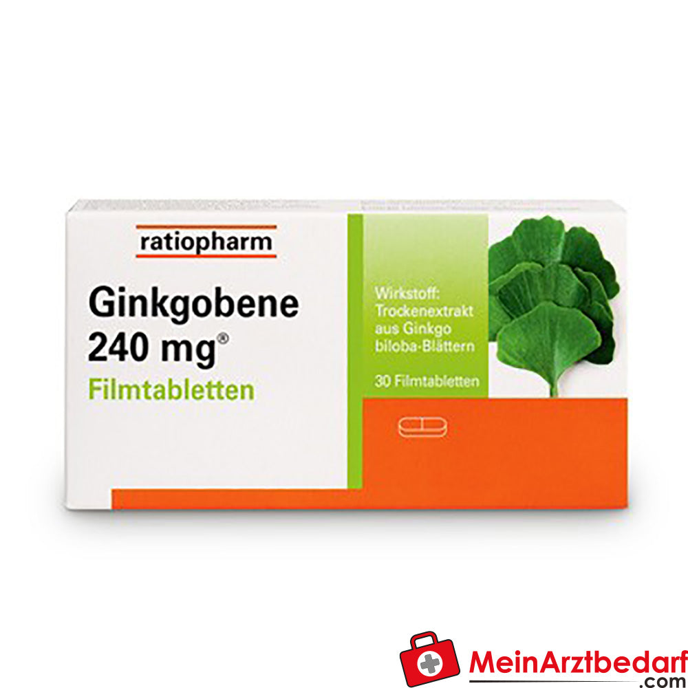 RTP01 Ginkgobene Filmtabletten 240 mg, 30 Stück, Ginkgo-biloba-Extrakt zur Gedächtnis- und Konzentrationsförderung