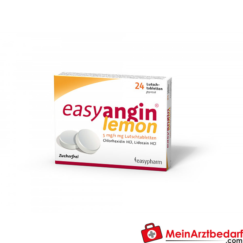 easypharm easyangin® Lutschtabletten 5 mg Chlorhexidin/1 mg Lidocain, 24 St., bei Rachenentzündung