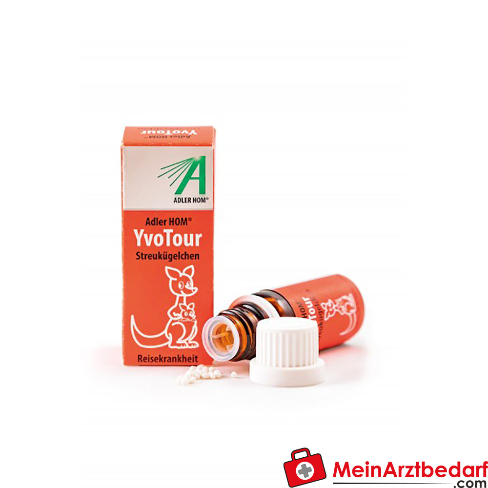 Adler HOM YvoTour Globuli 10 g - granules homéopathiques à saupoudrer contre le mal des transports chez les enfants