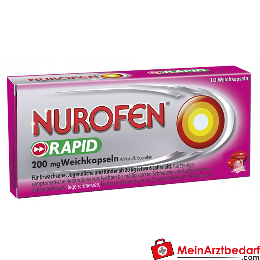 Nurofen Rapid 200 mg Weichkapseln 10 Stück Ibuprofen schnell wirkend