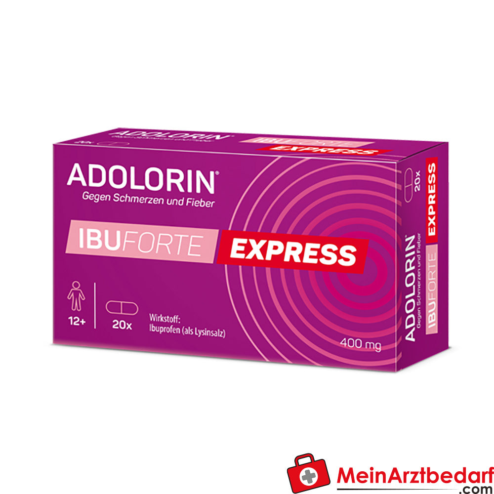 Adolorin Ibuforte Express Compresse rivestite con film 400 mg Ibuprofene lisinato 20 Capsule per mal di testa ed emicrania