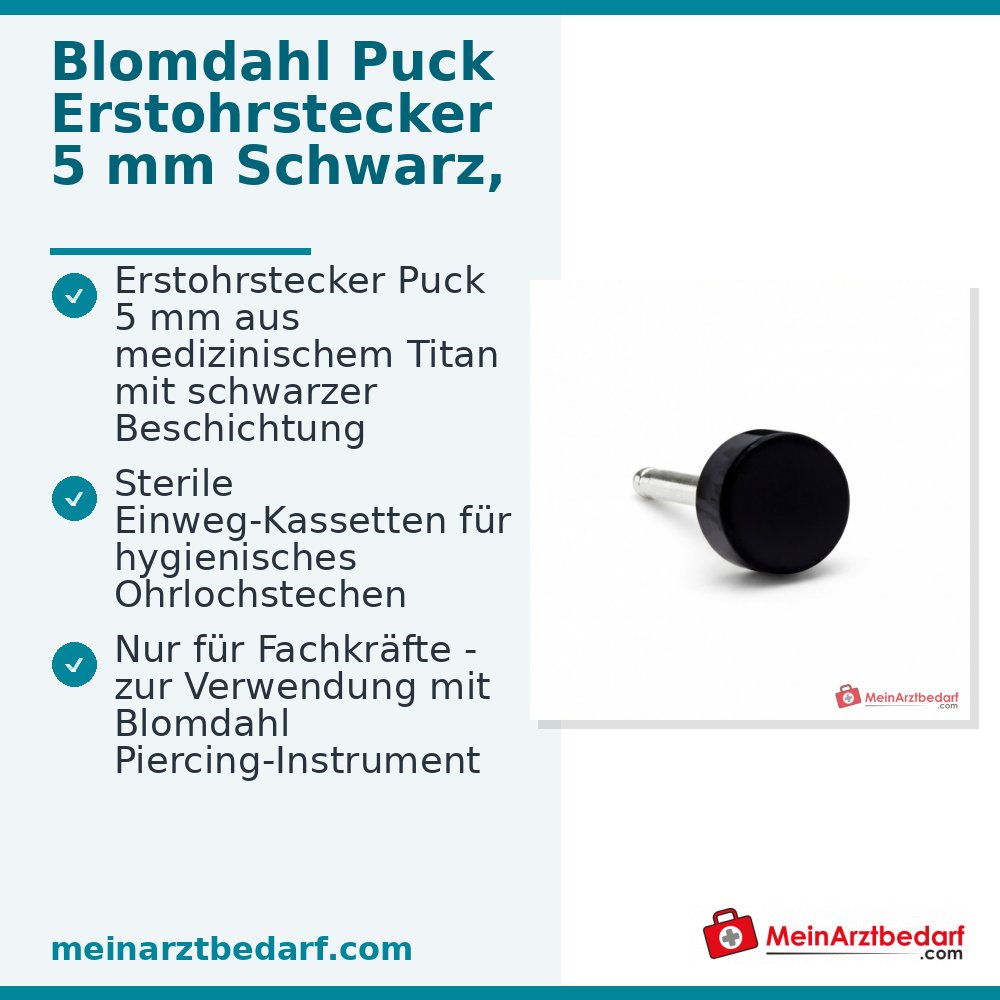 Blomdahl Erstohrstecker Puck schwarz, 5 mm, 10 Stk..