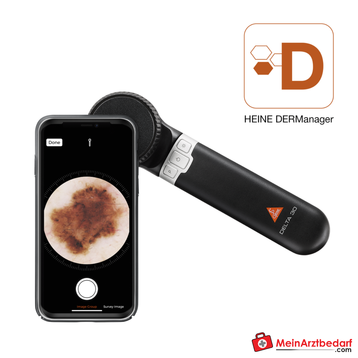 Dermatoscope HEINE DELTA 30 - Dermatoscope HQ à LED avec champ de vision de 30 mm et grossissement 10×