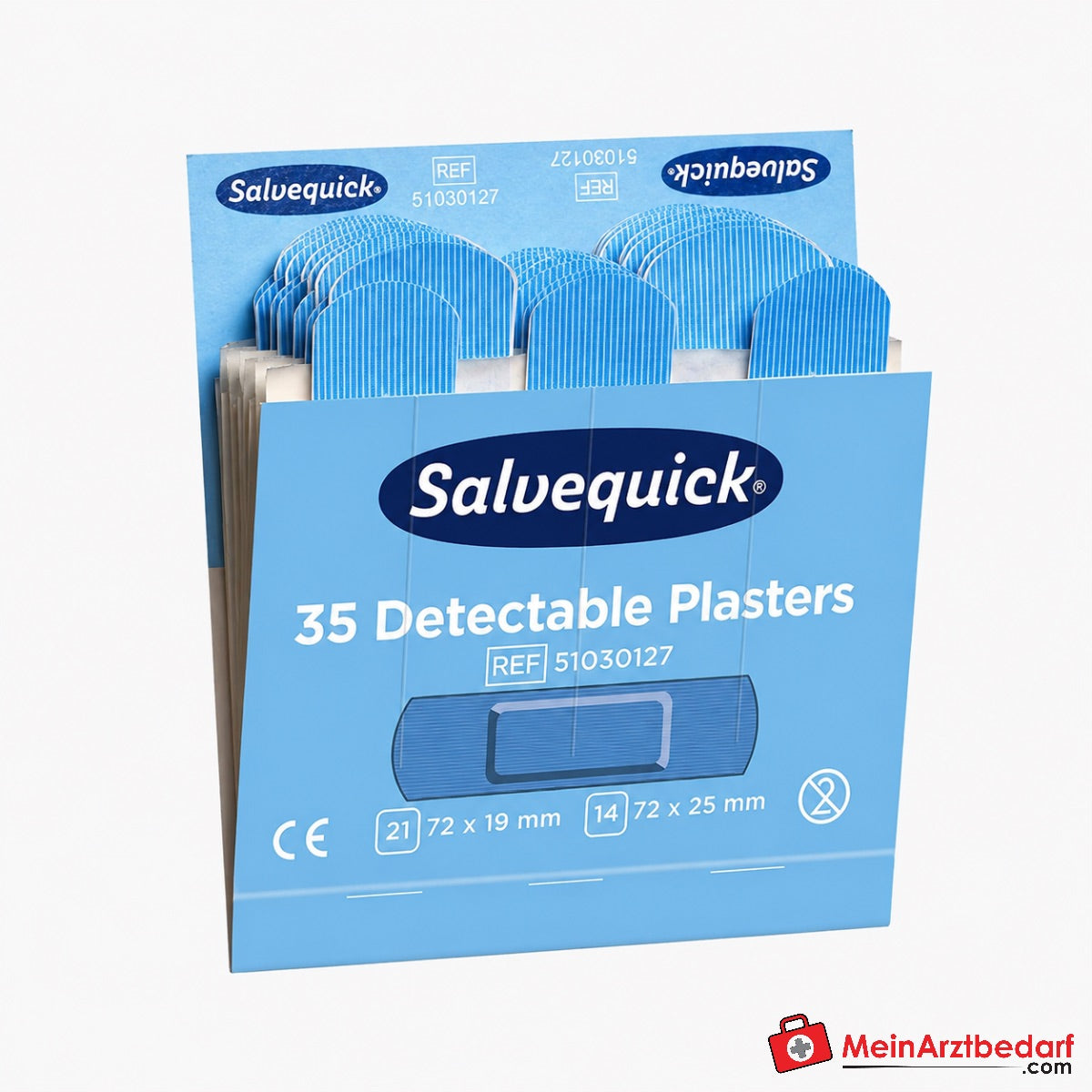 Salvequick Blue Detectable Pflaster Refill, 6 x 35 Stück.