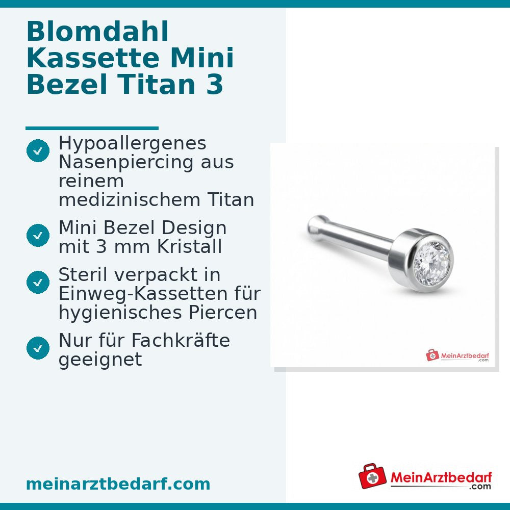 Blomdahl Nasenpiercing Bezel Titan mit Kristall, 10 Stk..