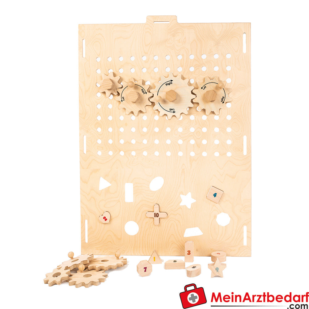 Motorikspielwand Zahnräder & Steckspiel aus Holz - Modul für Fix&Foxi Playhouse by KuWiH.