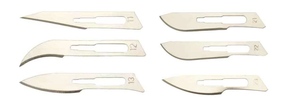 Medical surgical stainless steel scalpels, scalpel blades. scalpel knives.  Medical scalpel blades, scalpel, medicine, medical student, plastic