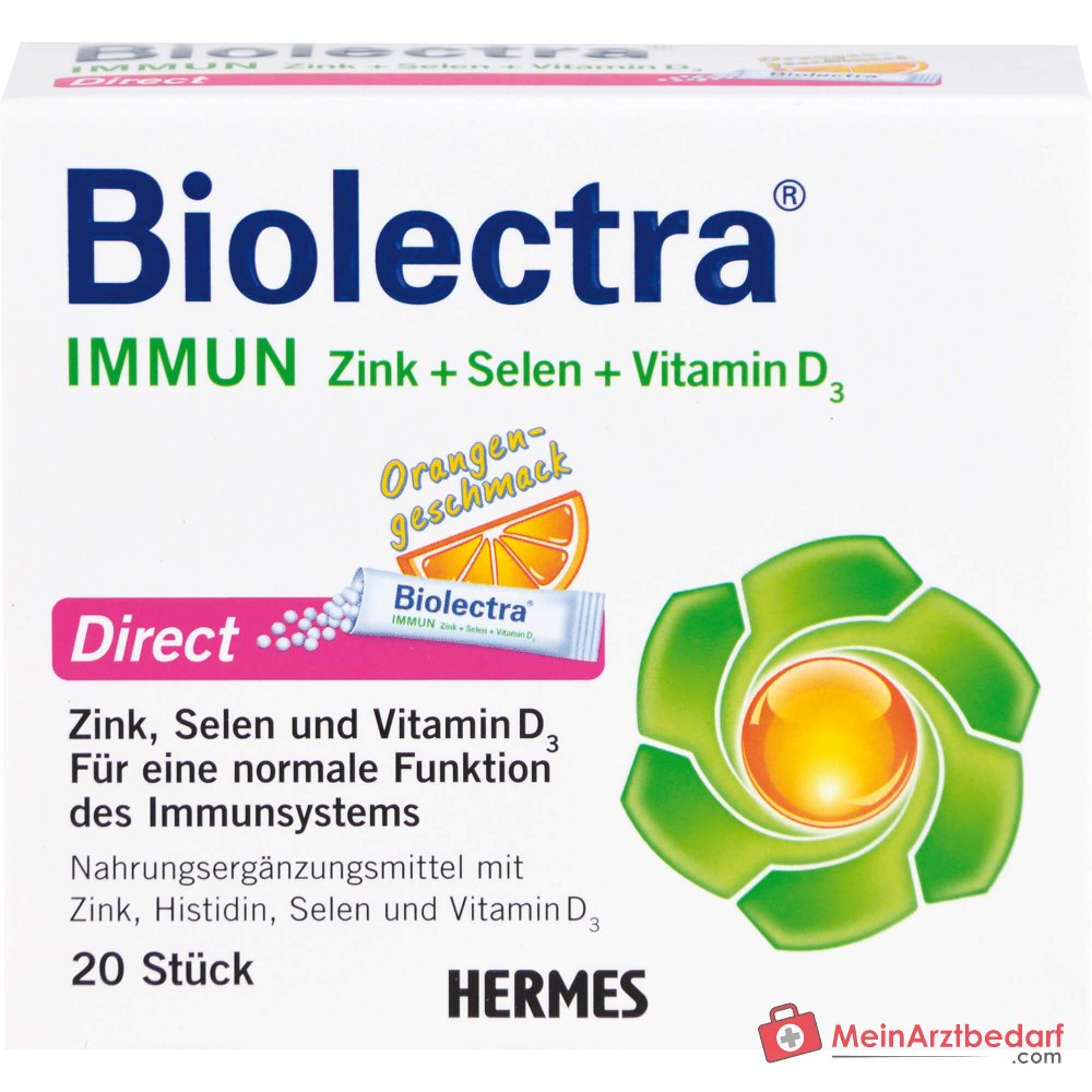 Hermes Arzneimittel Biolectra Immun Direct Zink / Selen / Vitamin D3 / Histidin Micro-Pellets, 20 Sticks.