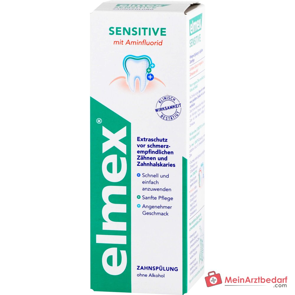 elmex Sensitive Zahnspülung Aminfluorid / Natriumfluorid Mundspülung, 400 ml.
