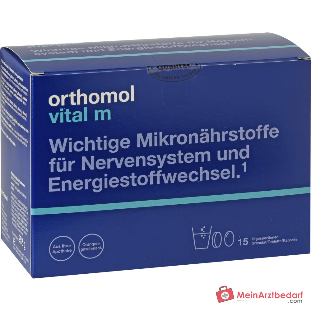 Orthomol Vital m Granulat mit Tabletten und Kapseln, 15 Tagesportionen.