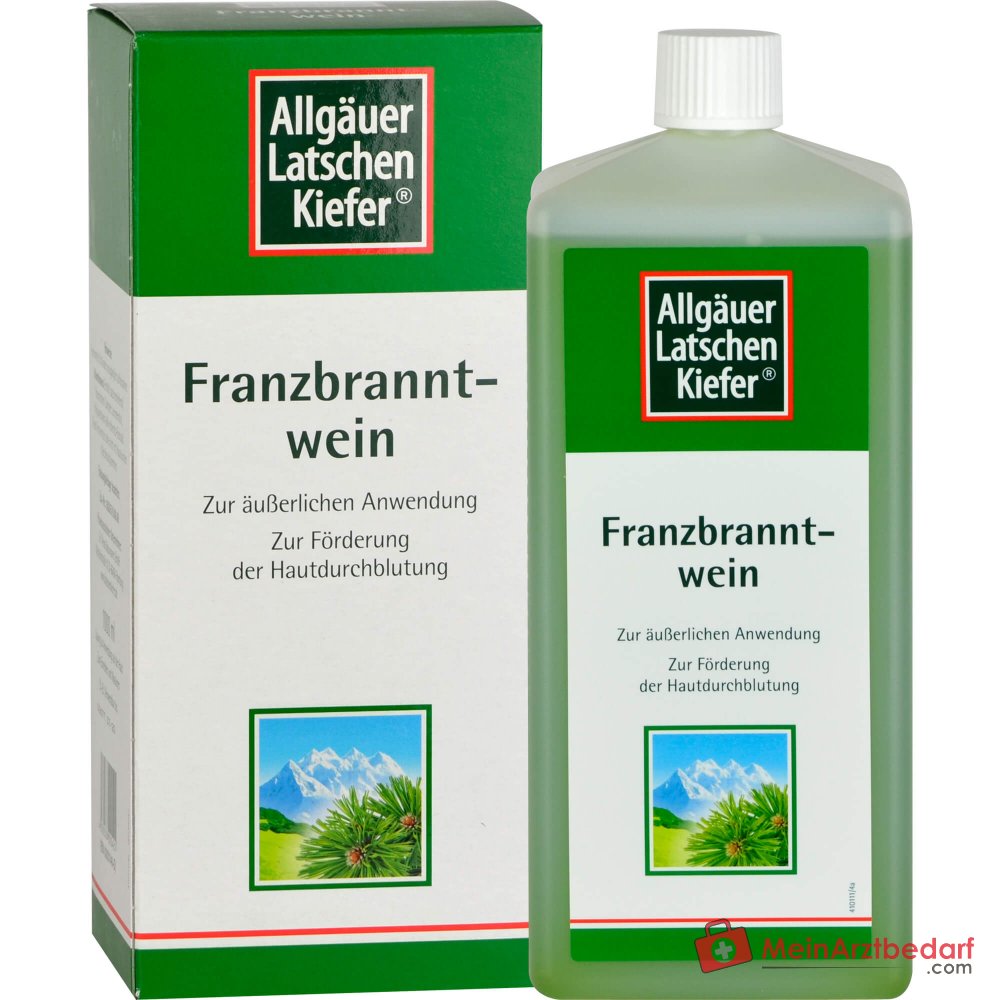 Dr. Theiss Allgäuer Latschenkiefer Franzbranntwein Latschenkiefernöl / Campher / Levomenthol Lösung, 1000 ml.