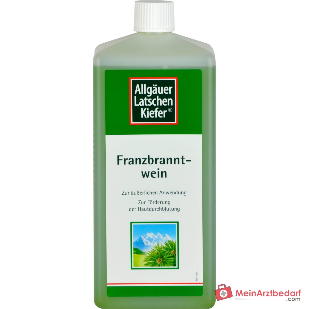 Dr. Theiss Allgäuer Latschenkiefer Franzbranntwein Latschenkiefernöl / Campher / Levomenthol Lösung, 1000 ml.