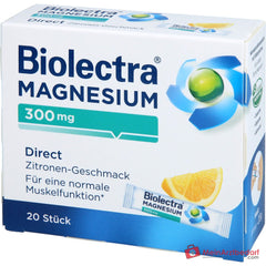 Biolectra Magnesium Magnesiumoxid Direktgranulat mit Zitronengeschmack, 20 Sticks.