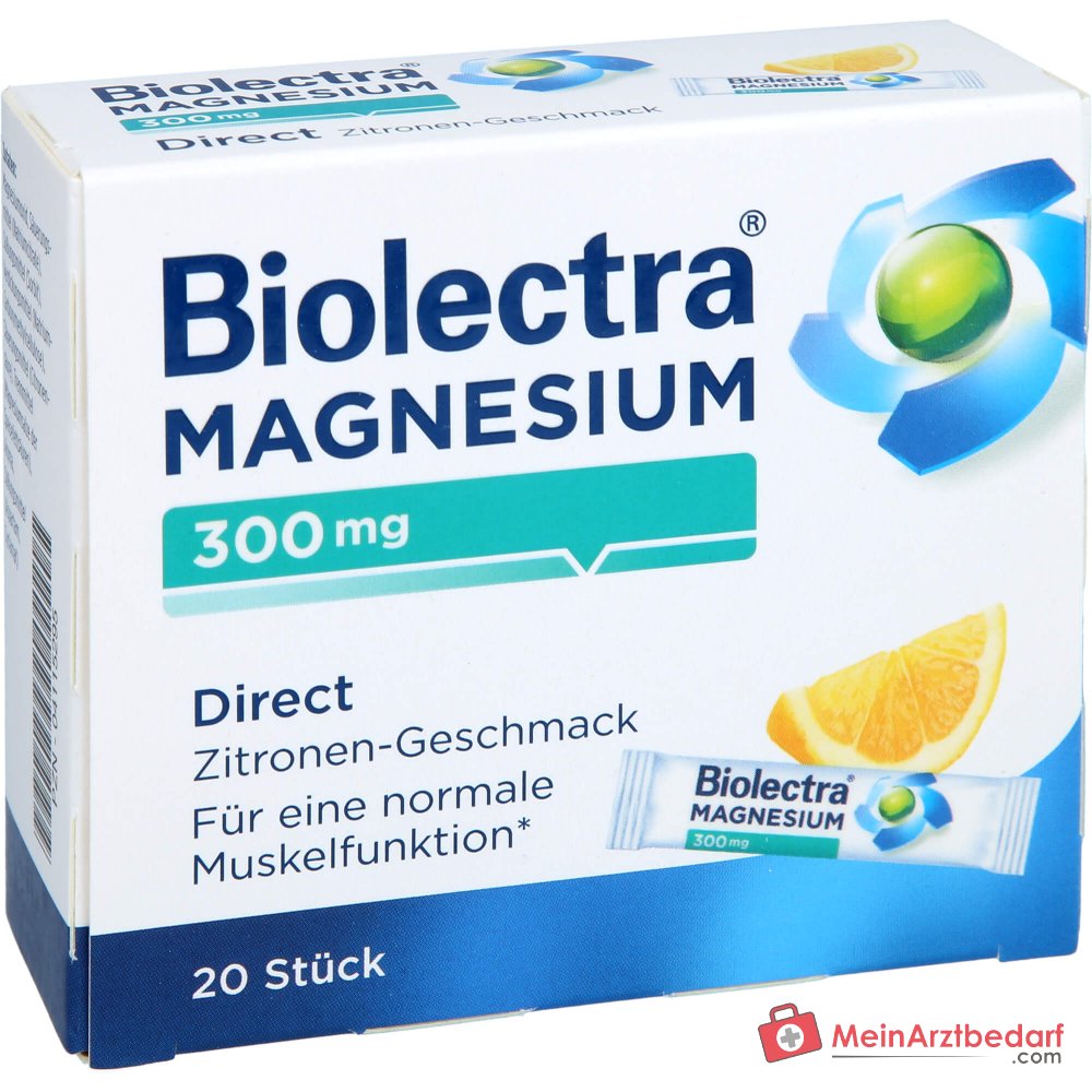 Biolectra Magnesium Magnesiumoxid Direktgranulat mit Zitronengeschmack, 20 Sticks.