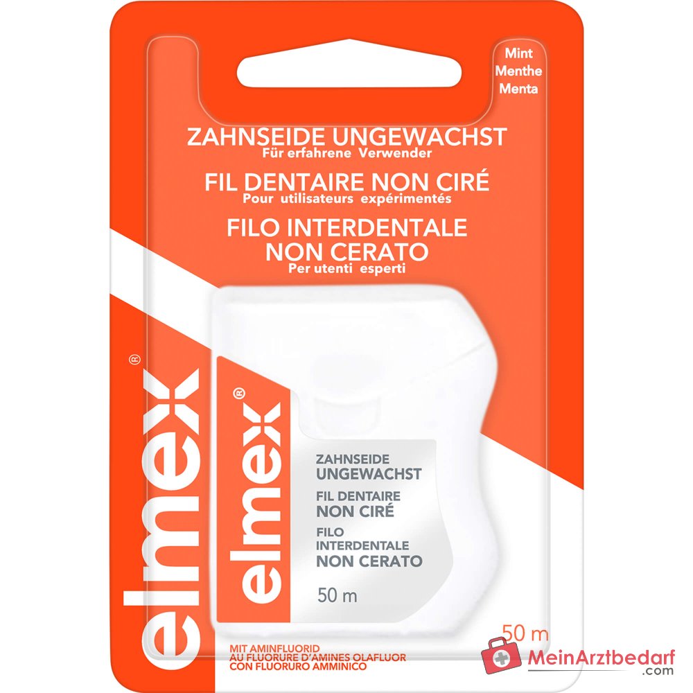 elmex Zahnseide Aminfluorid ungewachst, 50 m.