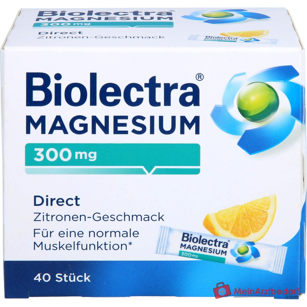 Biolectra Magnesium 300 mg Magnesiumoxid Direct Zitrone Direktgranulat, 40 St..