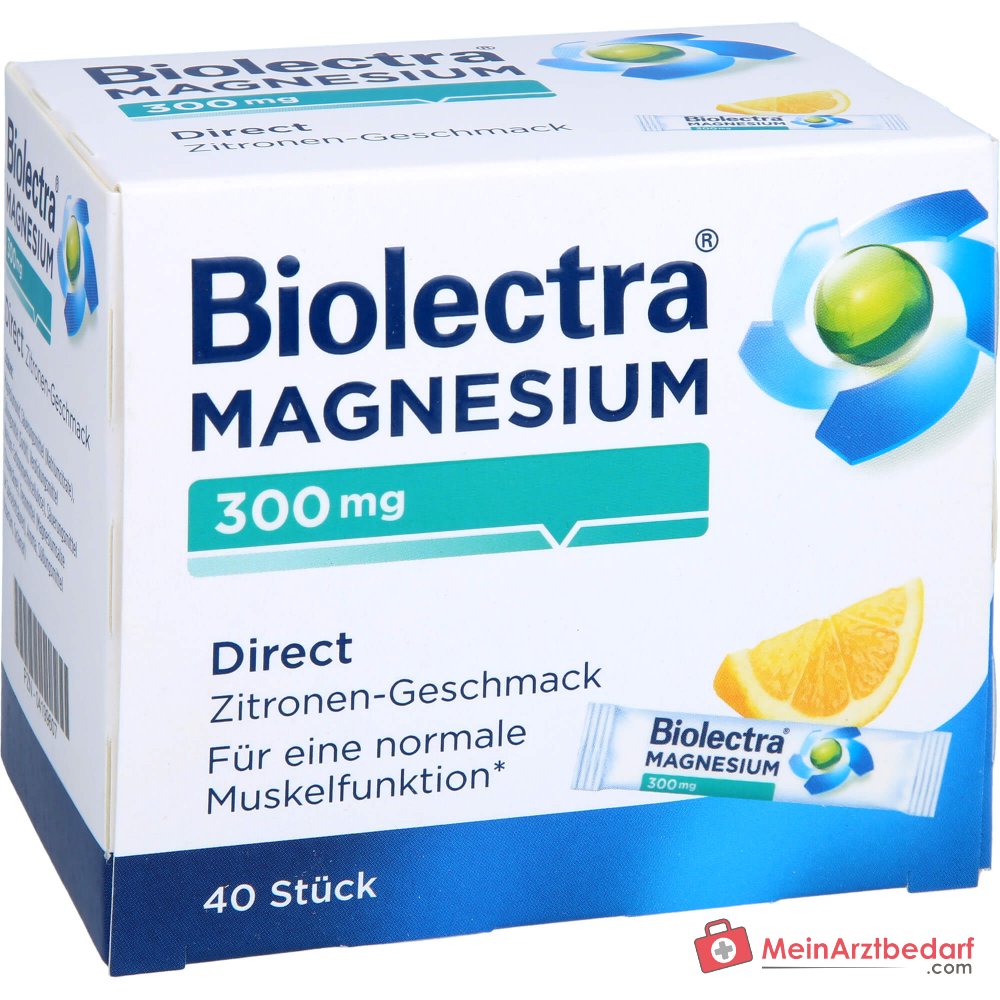 Biolectra Magnesium 300 mg Magnesiumoxid Direct Zitrone Direktgranulat, 40 St..