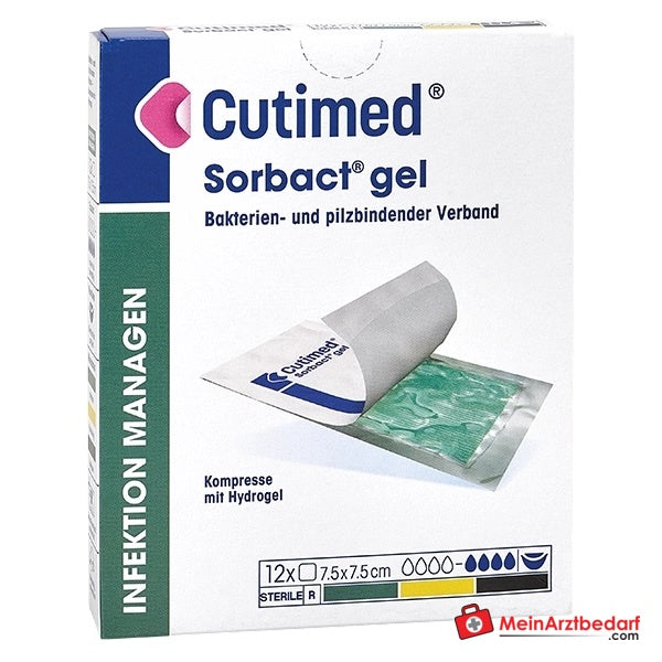 Cutimed Sorbact Gel Wundauflage 7,5 x 7,5 cm, 12 Stück.