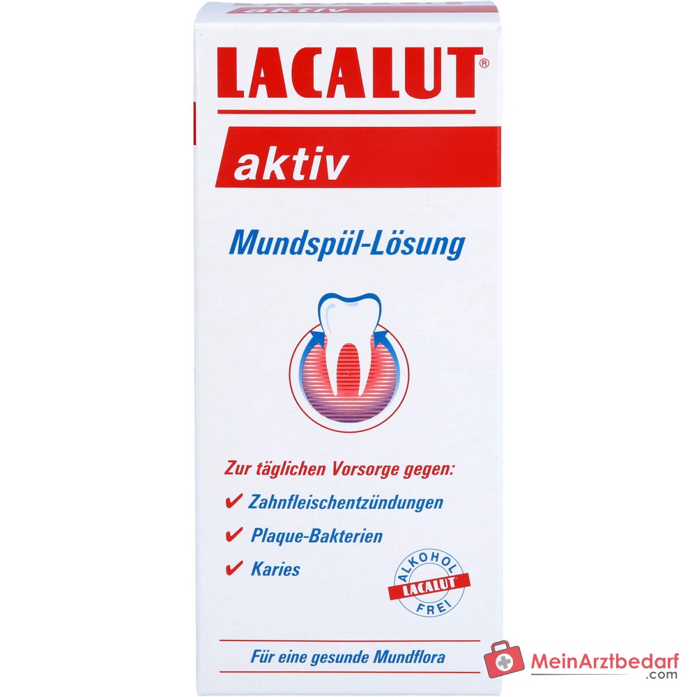 Lacalut Aktiv Olaflur / Chlorhexidin Digluconat / Aluminiumlaktat / Zinksulfat Mundspül-Lösung, 300 ml.