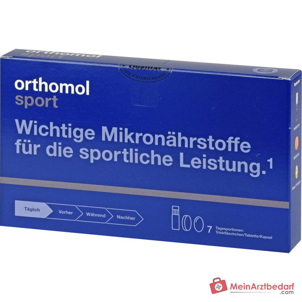Orthomol Sport Trinkfläschchen mit Tablette und Kapsel, 7 Stück.