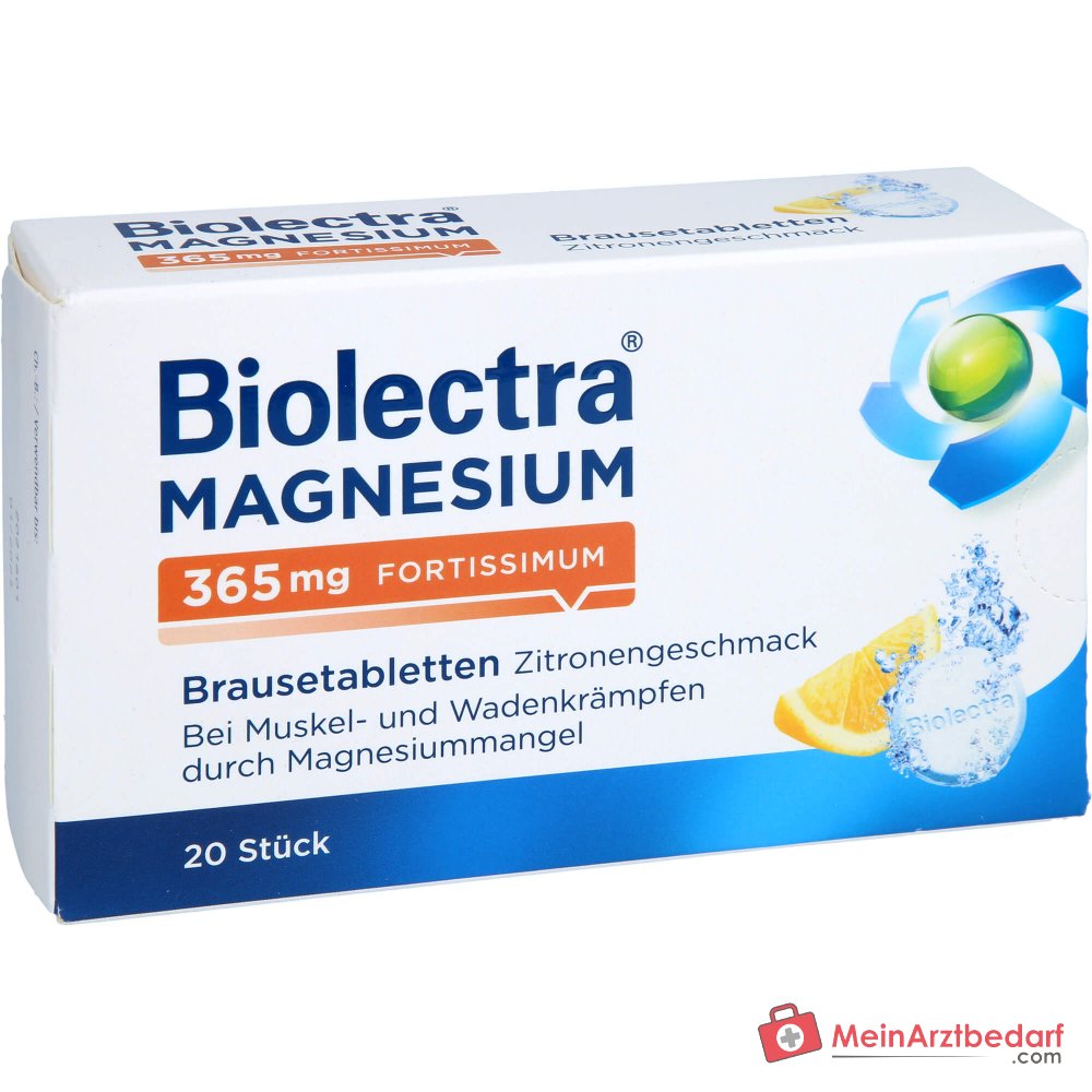 Biolectra Magnesium 365 mg fortissimum Magnesiumcarbonat / Magnesiumoxid Brausetabletten Zitronengeschmack, 20 St..