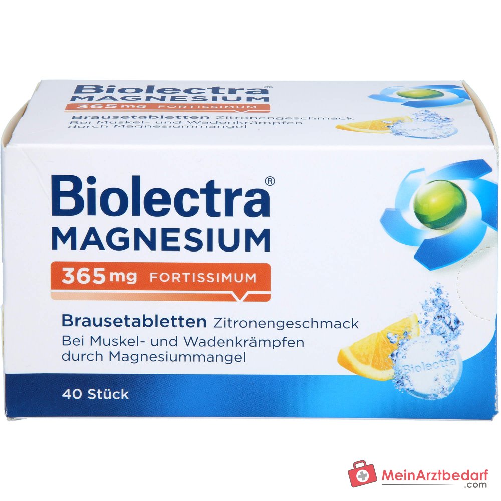 Biolectra Magnesium 365 mg fortissimum Magnesiumcarbonat / Magnesiumoxid Brausetabletten Zitronengeschmack, 40 St..