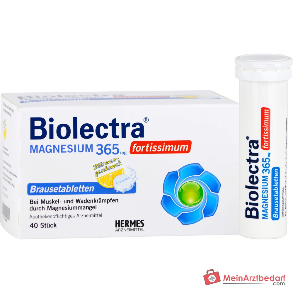 Biolectra Magnesium 365 mg fortissimum Magnesiumcarbonat / Magnesiumoxid Brausetabletten Zitronengeschmack, 40 St..